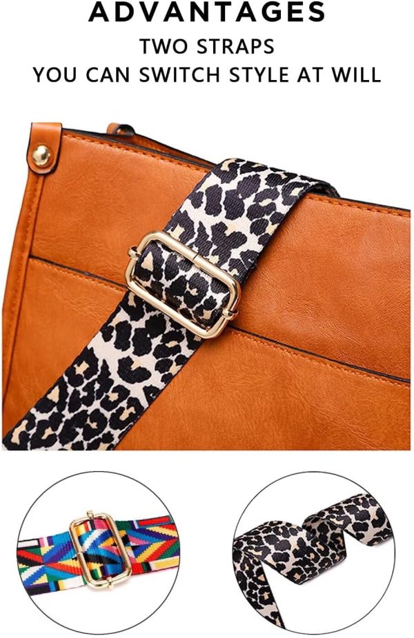 Vegan Leather Crossbody Bags for Women, Crossbody Purse with Guitar Strap Zipped Pockets Handbag Shoulder Bag - Image 3