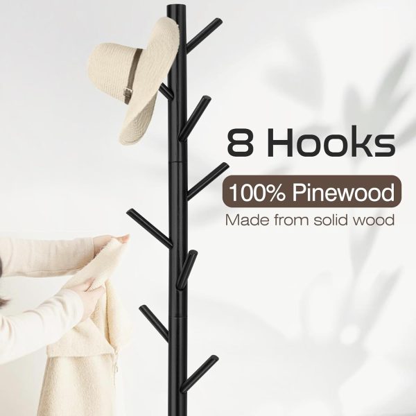 WANGMUXIA Coat Rack, Freestanding Coat Rack with 8 Hooks and 3 Adjustable Size Tree Coat Racks for Bedroom, Hallway, Entrance, Office, for Hats, Coats, Scarves, Handbags - Image 2
