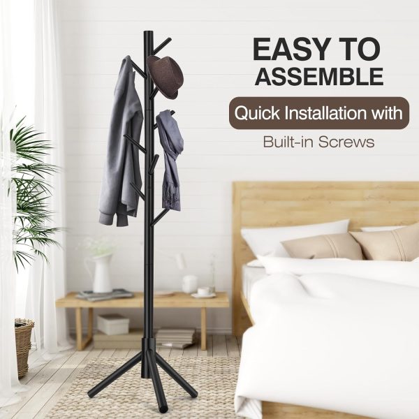 WANGMUXIA Coat Rack, Freestanding Coat Rack with 8 Hooks and 3 Adjustable Size Tree Coat Racks for Bedroom, Hallway, Entrance, Office, for Hats, Coats, Scarves, Handbags - Image 4